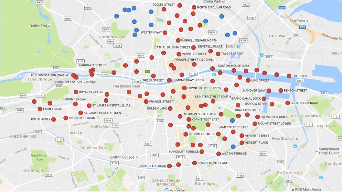 Dublinbikes քարտեզի վրա