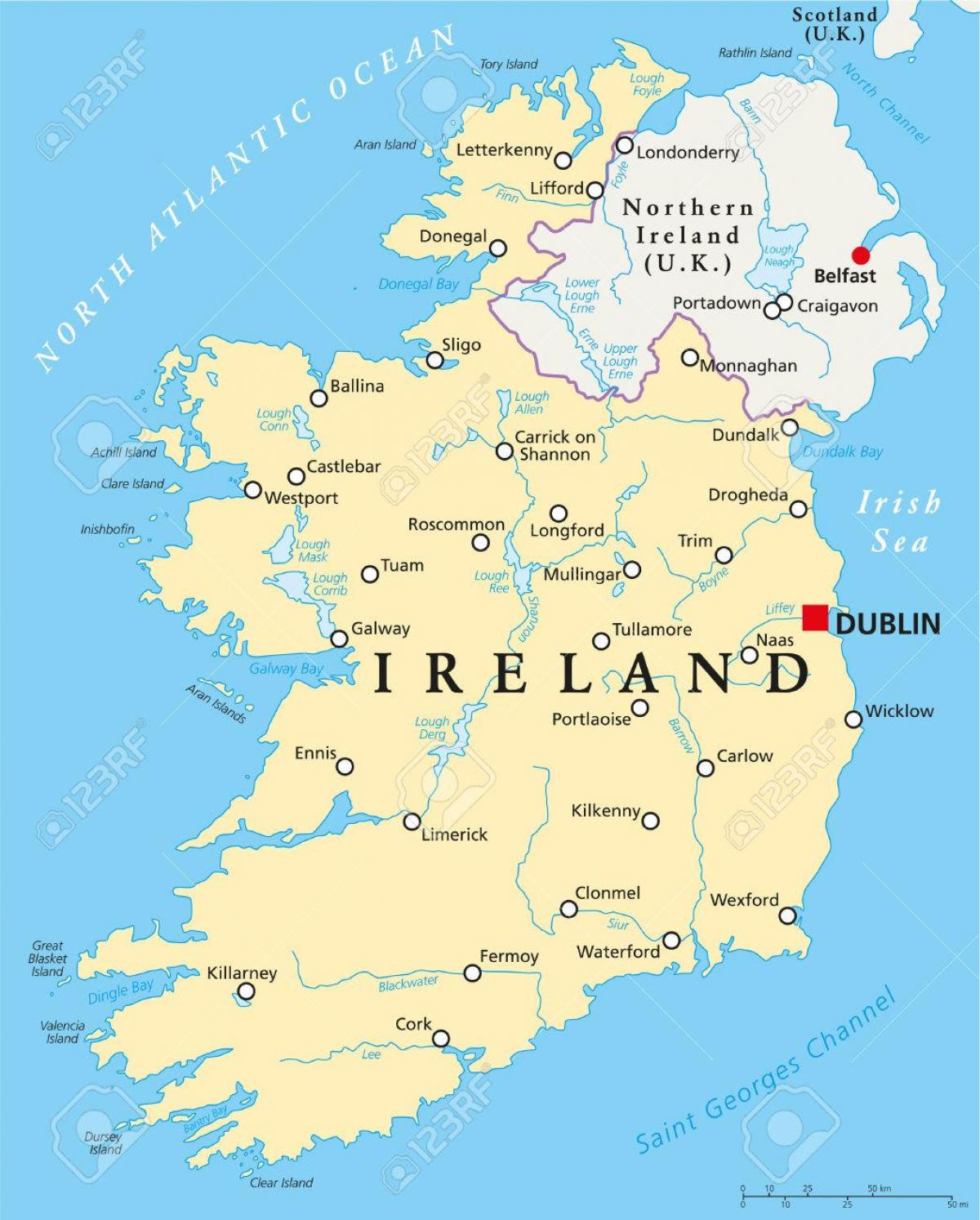 Դուբլինում Իռլանդիա քարտեզ